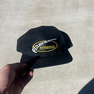 Vintage 90s Pittsburgh Pirates Shadow Logo Snap Back Hat